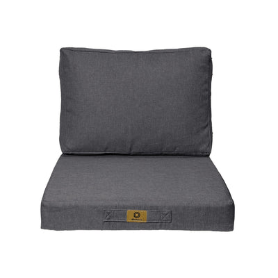 Ensemble de coussins pour fauteuil gris chiné en lin déhoussable, comprenant assise et dossier, pour canapé ou fauteuil.
