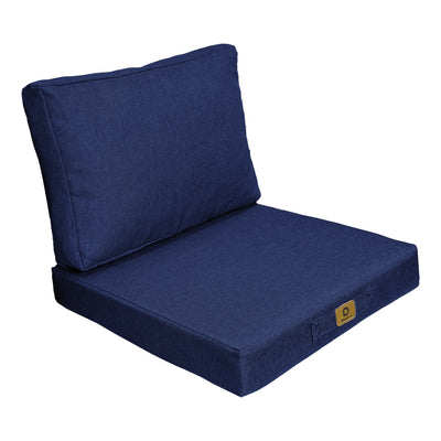 Ensemble de coussins pour fauteuils et canapés, 50x50 cm, bleu indigo effet lin, déhoussables, pour assise et dossier.