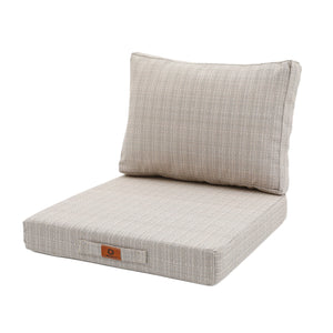 Ensemble Coussins Salon Jardin 60x60 Beige Chiné Noir - Assise + Dossier (Premium 270g)