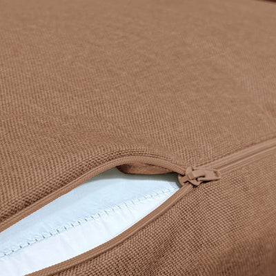 Ensemble de coussins pour fauteuils et canapés en tissu terracotta effet lin, déhoussables, pour assise et dossier, 50x50 cm.