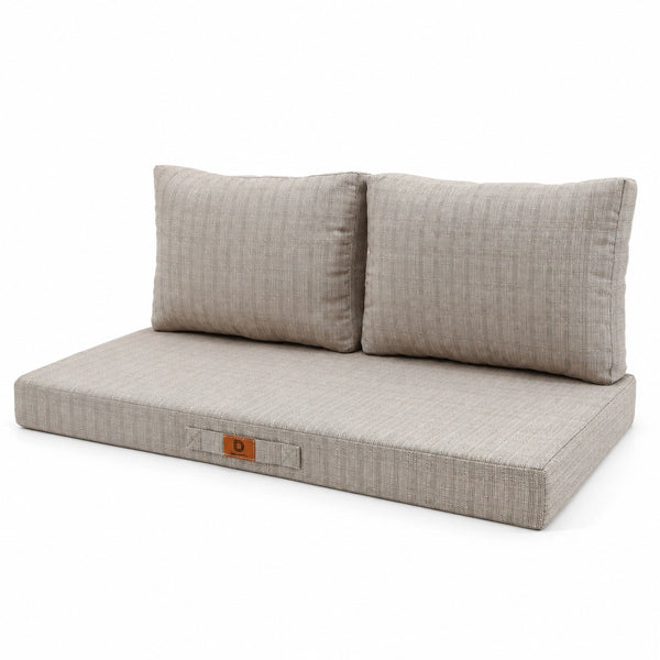 Tuinlounge kussenset 100x50 Zwart Gemêleerd Beige – driekwartaanzicht