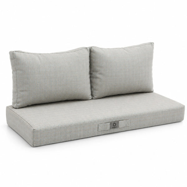 Gartenlounge-Kissen-Set 120x60 Beige Chiné Turquoise – Dreiviertelansicht