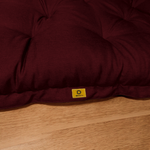 Coussin décoratif futon de sol XXL effet lin prune 195x100cm, épais 15cm pour détente et lit d'appoint.