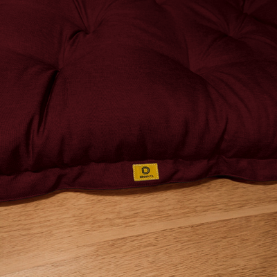 Coussin décoratif futon de sol XXL effet lin prune 195x100cm, épais 15cm pour détente et lit d'appoint.