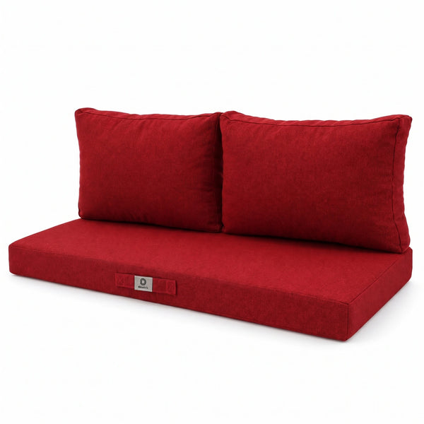 Gartenlounge-Kissen-Set 100x50 Bordeauxrot – Dreiviertelansicht