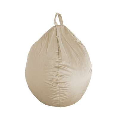 Pouf poire XL d'intérieur en tissu velours - 110x120 cm - Crême - Deco-arts.fr