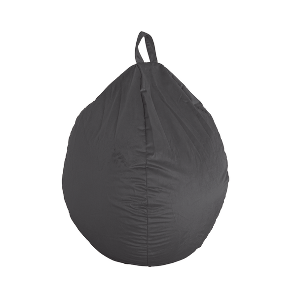 Pouf poire XL d'intérieur en tissu velours - 110x120 cm - Gris foncé - Deco-arts.fr