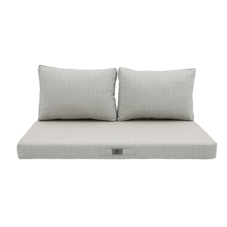 Coussins pour salon de jardin déhoussable 120x60cm Beige chiné turquoise - Deco-arts.fr