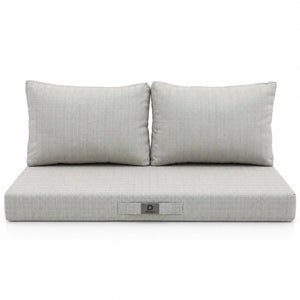 Ensemble Coussins Salon Jardin 120x60 Beige Chiné Turquoise - 1 Assise + 2 Dossiers (Premium 270g)