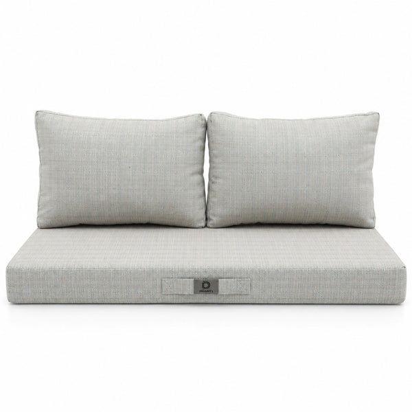 Ensemble Coussins Salon Jardin 100x50 Beige Chiné Turquoise – vue de face