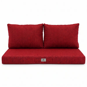 Tuinlounge kussenset 120x60 Bordeauxrood - 1 Zitting + 2 Rugleuningen (Premium 270g)