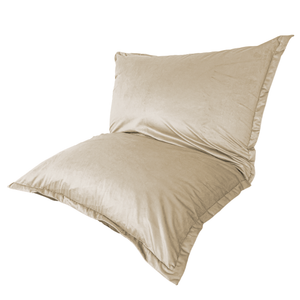 Pouf Géant XXL 190x155 Crème - Velours & Mousse (Canapé de Sol Prestige)