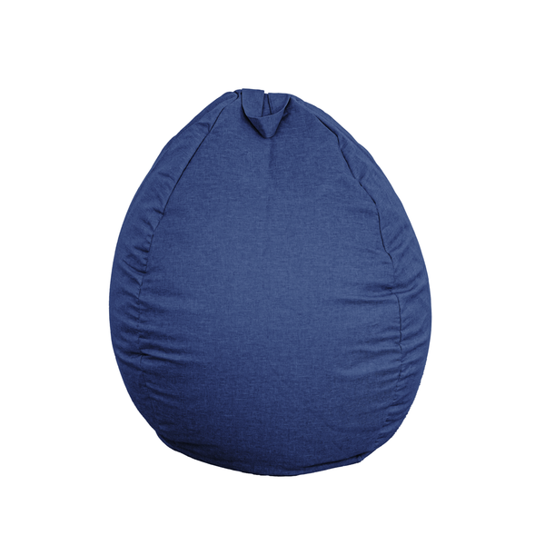 Pouf poire XL d'intérieur en tissu effet lin - 110x120 cm - Bleu indigo - Deco-arts.fr