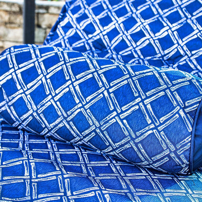 Deux coussins de chaise longue nautiques bleus avec traversins, anti-UV, pour bains de soleil, dimensions 195x60.