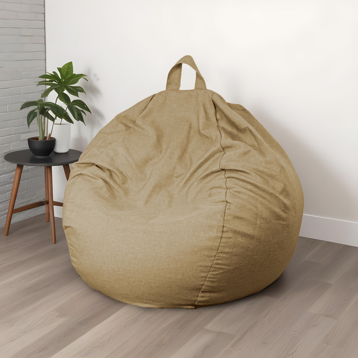 XXL-Riesen-Birnenförmiger Sitzsack 120x150 Beige - Tissu Leinenoptik und Schaumstoff (Elegantes Wohnzimmer)
