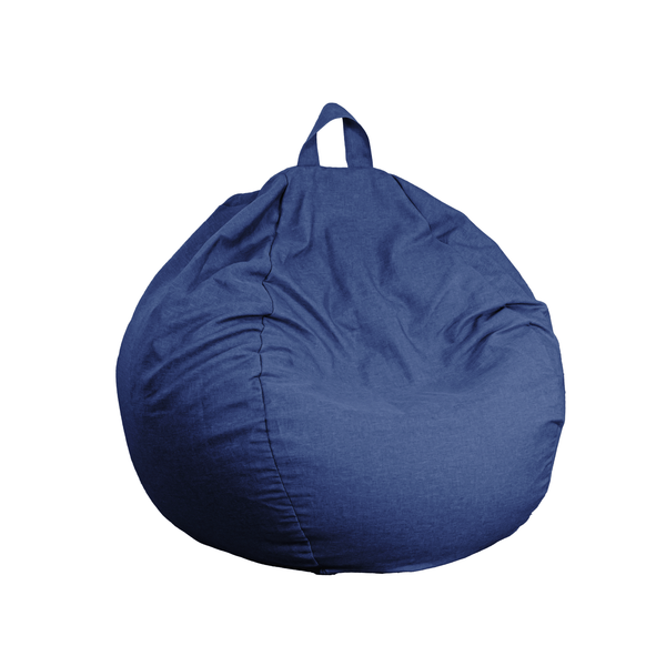 Pouf poire Géant XXL d'intérieur en tissu effet lin - 120x150 cm - Bleu indigo - Deco-arts.fr