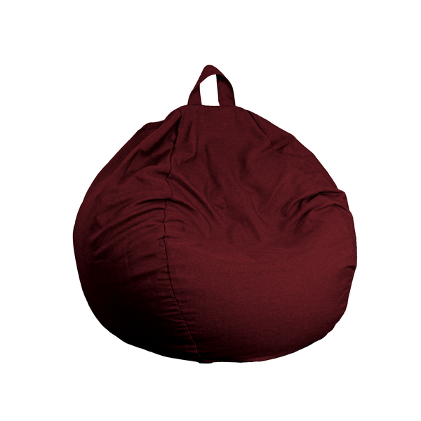 Pouf poire Géant XXL d'intérieur en tissu effet lin - 120x150 cm - Prune - Deco-arts.fr