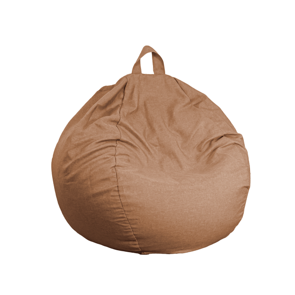 Pouf poire Géant XXL d'intérieur en tissu effet lin - 120x150 cm - Marron clair - Deco-arts.fr