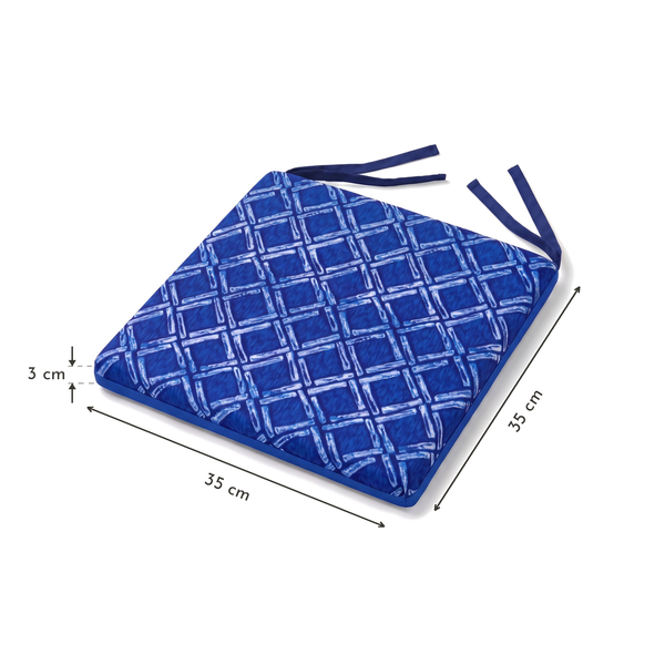 Stoelkussen 35x35 Blauw nautisch patroon – afmetingen 35 x 35 x 3 cm