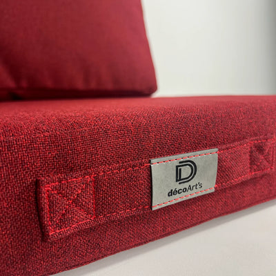Ensemble Coussins Salon Jardin 50x50 Rouge Bordeaux - vue latérale