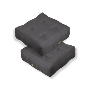 Lot de 2 Coussins de Sol Effet Lin 40x40 Gris Chiné - Épais 12cm (Déco & Confort)