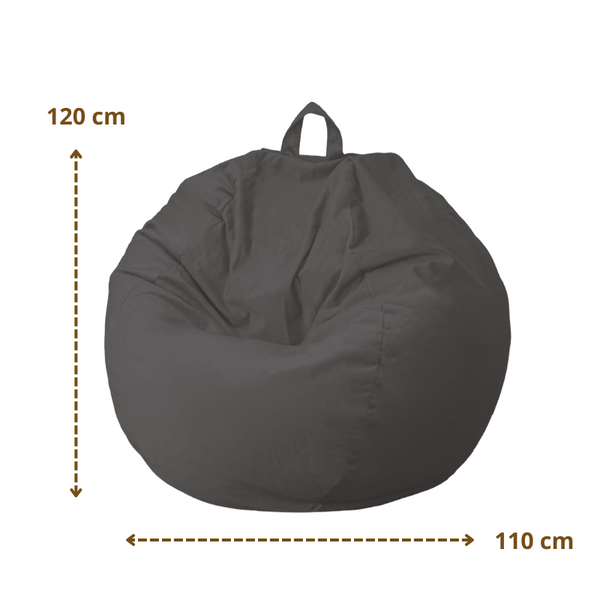 Pouf poire XL d'intérieur en tissu velours - 110x120 cm - Gris foncé - Deco-arts.fr