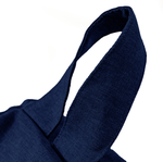 Pouf poire XL d'intérieur en tissu effet lin - 110x120 cm - Bleu indigo - Deco-arts.fr