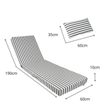 Transat de bain de soleil gris foncé avec matelas épais 10cm et têtière déhoussable, design élégant et confortable.