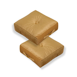 Conjunto de 2 Pufes de Veludo 40x40 Bege - Espesso 14cm (Almofada de Chão de Interior)