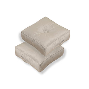 Conjunto de 2 Pufes de Veludo 40x40 Cinzento Claro - Espesso 14cm (Almofada de Chão de Interior)