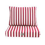 Coussins pour fauteuils et canapés en salon jardin, rayures rouges, ensemble de 60x60 cm, en tissu premium 270g.