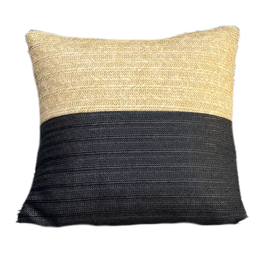 Housse de coussin effet raphia - Bi-colore - Carré - 45x45cm - Deco-arts.fr