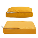 Ensemble de coussins de salon jardin 50x50 cm Jaune, déhoussables et anti-UV pour fauteuils et canapés.