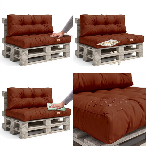 Ensemble Coussins Palette 120x80 Terracotta, imperméable