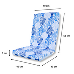 Lot de 4 Coussins pour chaises 95 x 40 cm motif feuillage Bleu - Deco-arts.fr