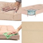 Ensemble de 2 coussins capitonnés beige 60x60 cm, épais 15 cm, moelleux pour fauteuils et canapés.