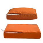 Ensemble de 2 coussins pour salon de jardin Deco-arts.fr, orange, déhoussables, anti-UV, pour fauteuils et canapés 60x60 cm