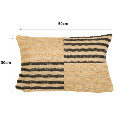 Housse de Coussin Effet Raphia Rayures 30x50 - vue latérale