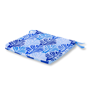 Lot de 4 Galettes de Chaise 35x35 Motif Feuillage Bleu - Confort & Déco (Avec Attaches)