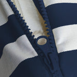 Ensemble Coussins Salon Jardin 100x50 Rayure Bleu Marine - vue latérale