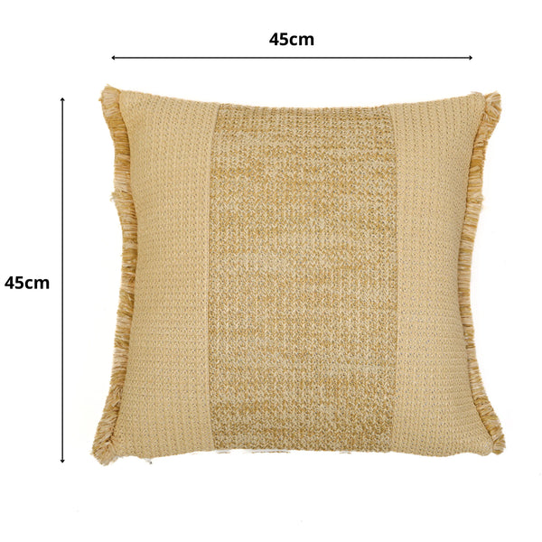 Housse de Coussin Effet Raphia À Bande 45x45 - vue latérale