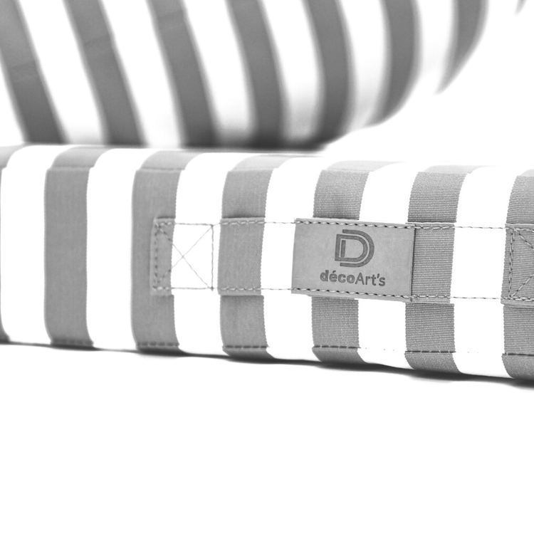 Ensemble de coussins de salon jardin 60x60 cm rayure gris clair, confortables pour fauteuils et canapés, en tissu 270g.