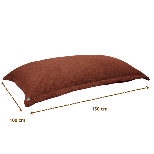 Pouf Intérieur XL - Housse Sherpa (Effet Mouton) Garnissage en flocon de mousse 150x100cm - Terracotta - Deco-arts.fr