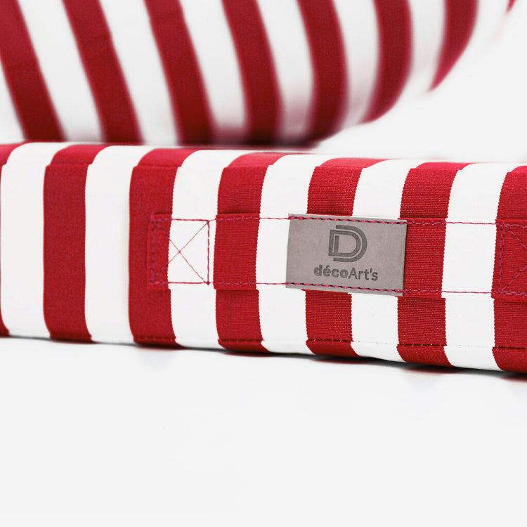 Ensemble de coussins de salon de jardin 60x60 cm Rayure rouge pour fauteuils et canapés, en tissu premium 270g.