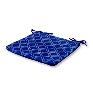 Lot de 4 Galettes de Chaise 35x35 Motif Nautique Bleu - Confort & Déco (Avec Attaches)
