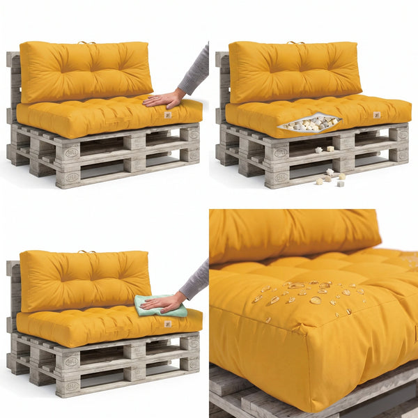 Ensemble Coussins Palette 120x80 Jaune Miel, imperméable