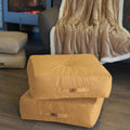 Set of 2 XL Velvet Poufs 54x54 Beige - Thick 18cm (Supreme Comfort)