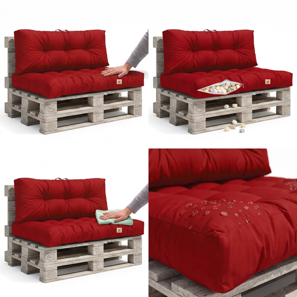 Pallet Cushion Set 120x80 Chilli Red, waterproof
