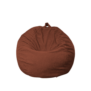 Pouf poire XL d'intérieur en tissu sherpa - 110x120 cm - Terracotta