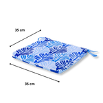 Lot de 4 Galettes de Chaise 35x35x3 cm motif feuillage Bleu - Deco-arts.fr